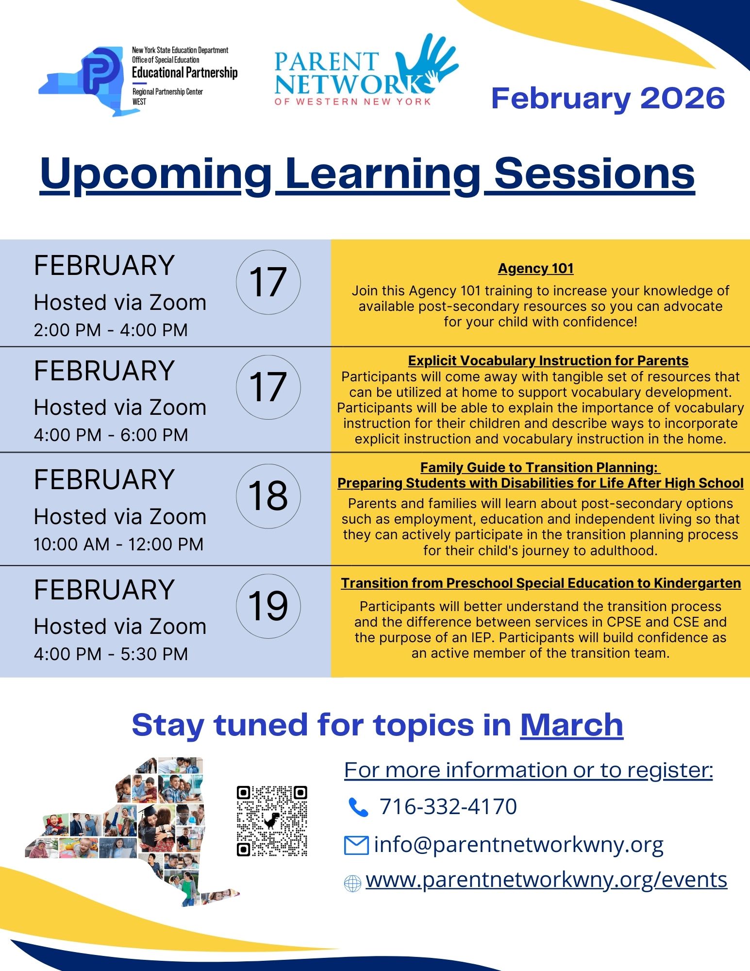 February NYSED events