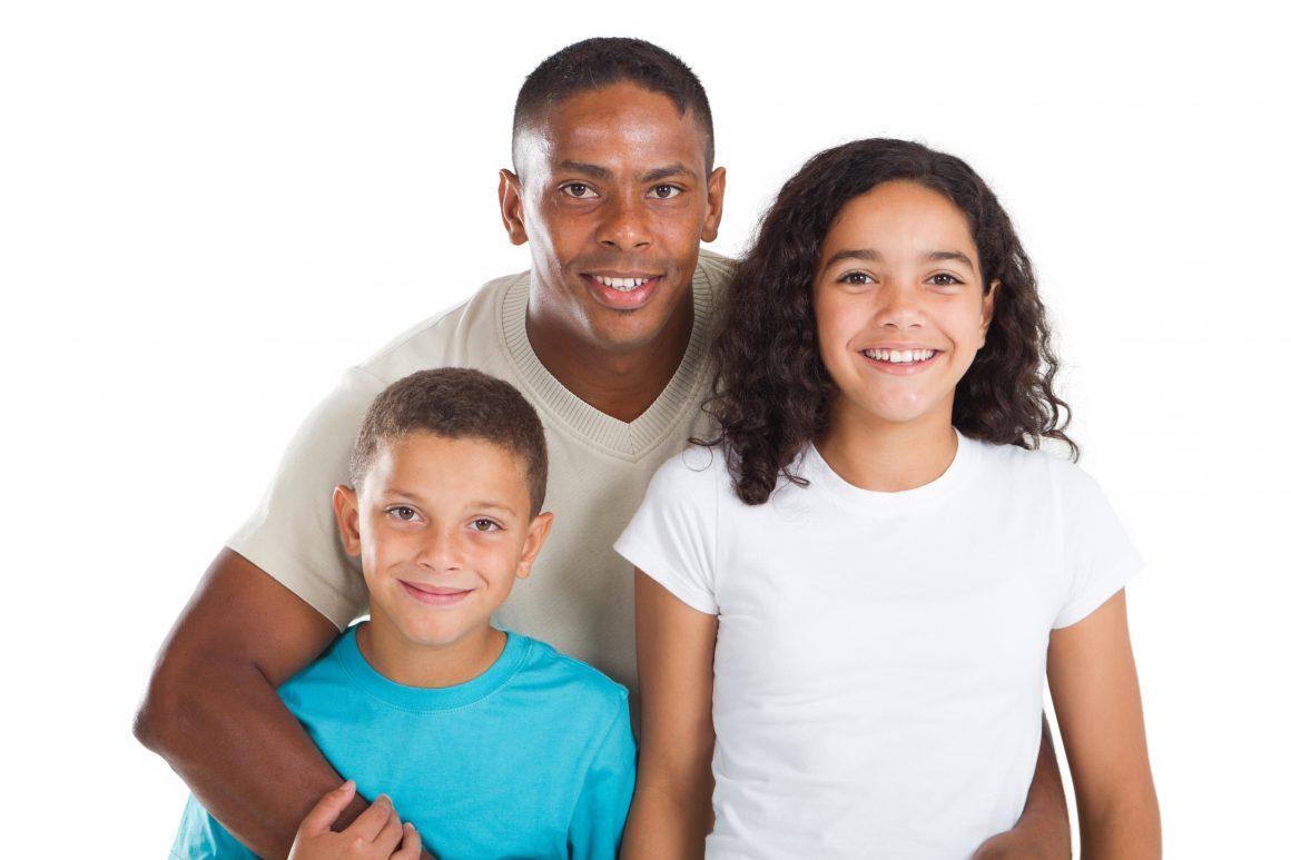 father and two children